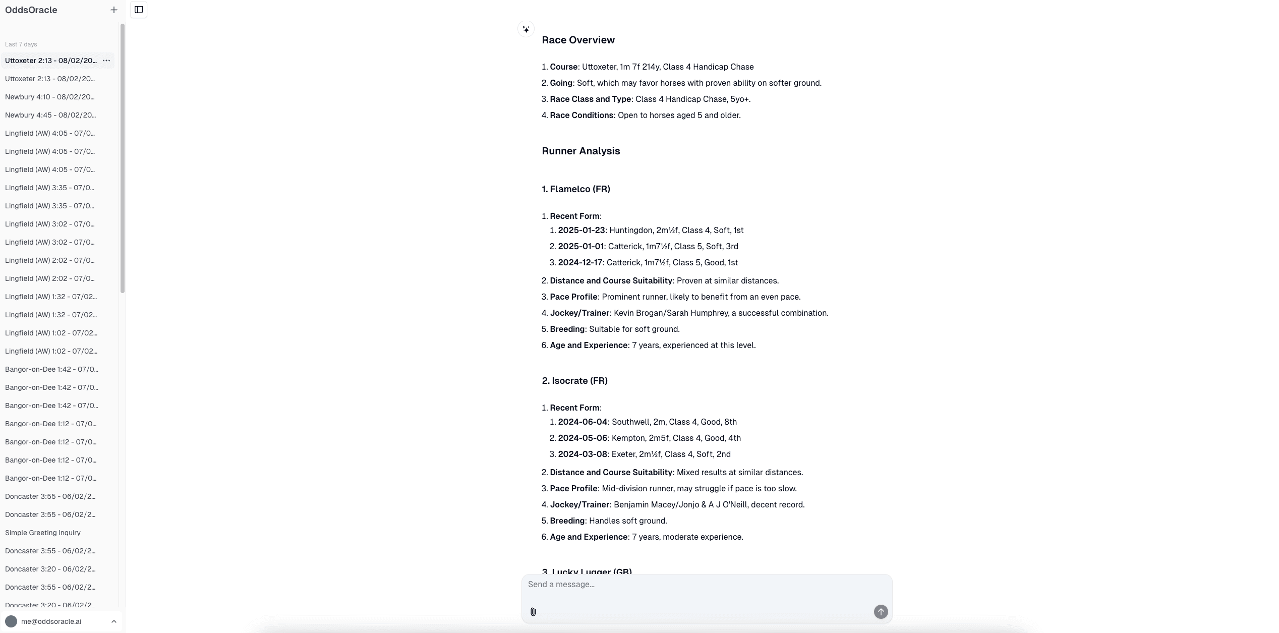 OddsOracle AI Analysis Interface